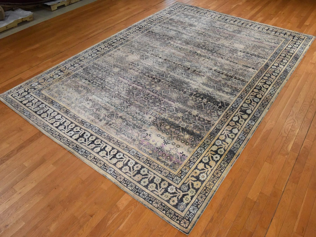 9'10" x 14'2" New Hand Knotted Black Silk Rectangle Oriental Rug - MOA10278577