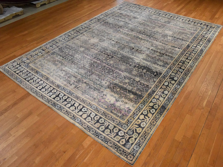 9'10" x 14'2" New Hand Knotted Black Silk Rectangle Oriental Rug - MOA10278577