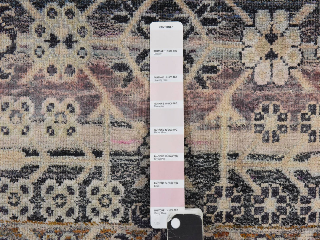 9'10" x 14'2" New Hand Knotted Black Silk Rectangle Oriental Rug - MOA10278577