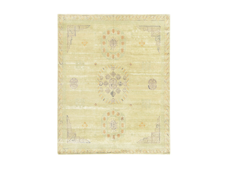 8'2" x 10'2" New Hand Knotted Green Silk Rectangle Oriental Rug - MOA10278578