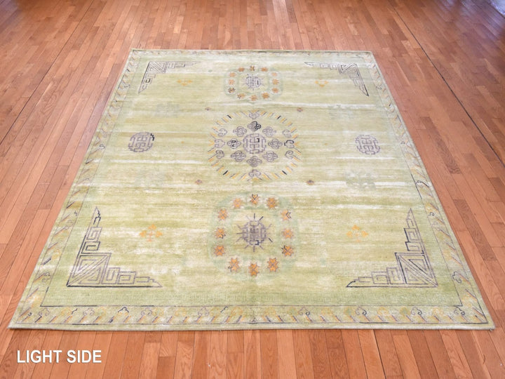 8'2" x 10'2" New Hand Knotted Green Silk Rectangle Oriental Rug - MOA10278578