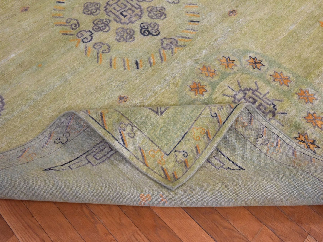 8'2" x 10'2" New Hand Knotted Green Silk Rectangle Oriental Rug - MOA10278578