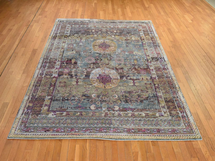 7'10" x 10'5" New Hand Knotted Pink Silk Rectangle Oriental Rug - MOA10278580