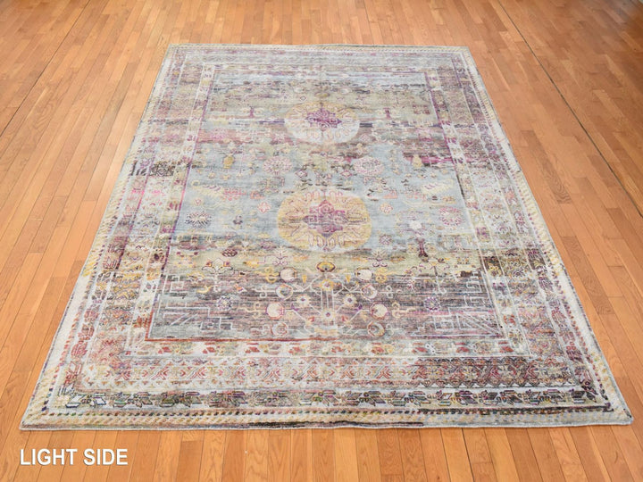 7'10" x 10'5" New Hand Knotted Pink Silk Rectangle Oriental Rug - MOA10278580