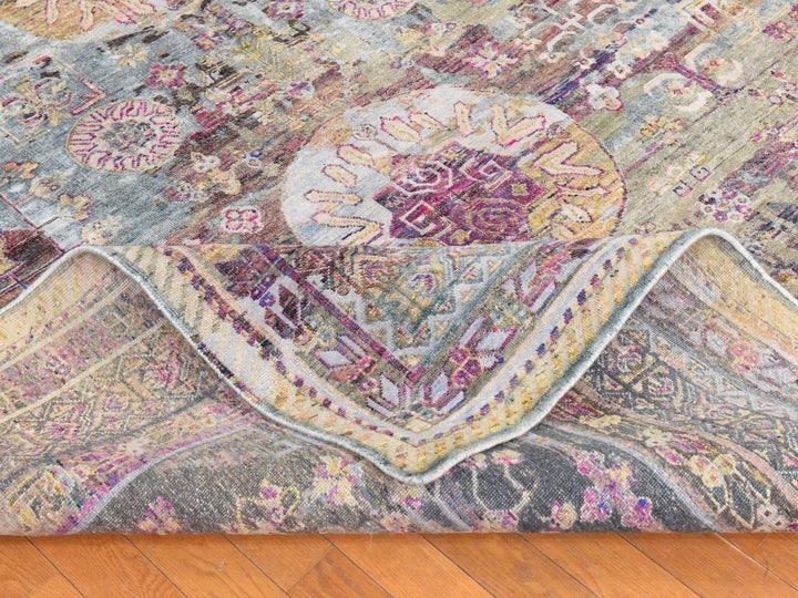 7'10" x 10'5" New Hand Knotted Pink Silk Rectangle Oriental Rug - MOA10278580