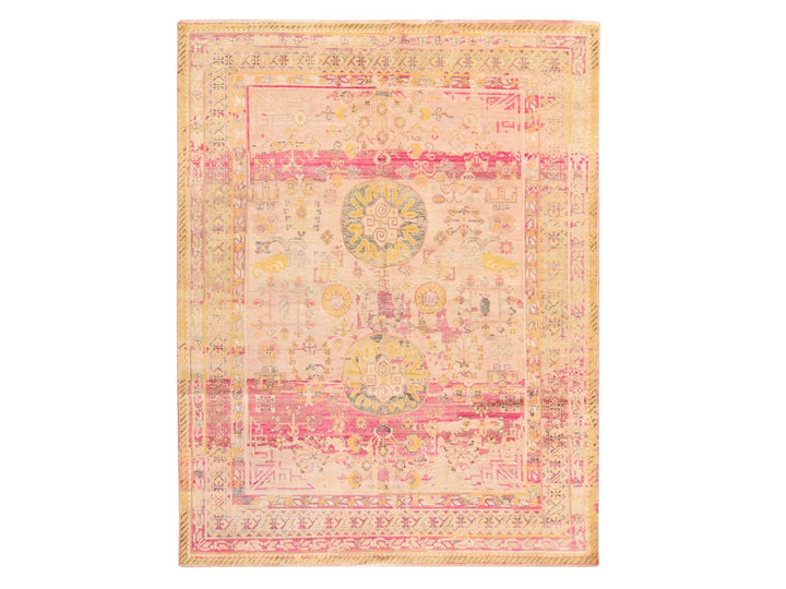 8'0" x 10'5" New Hand Knotted Pink Silk Rectangle Oriental Rug - MOA10278581
