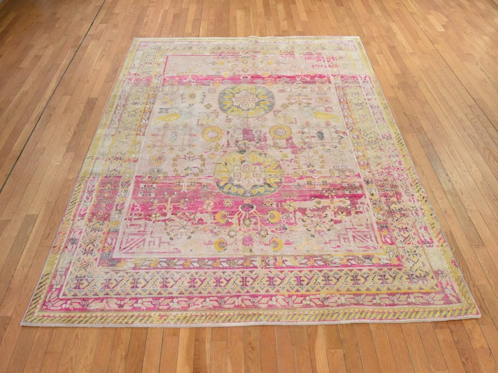 8'0" x 10'5" New Hand Knotted Pink Silk Rectangle Oriental Rug - MOA10278581