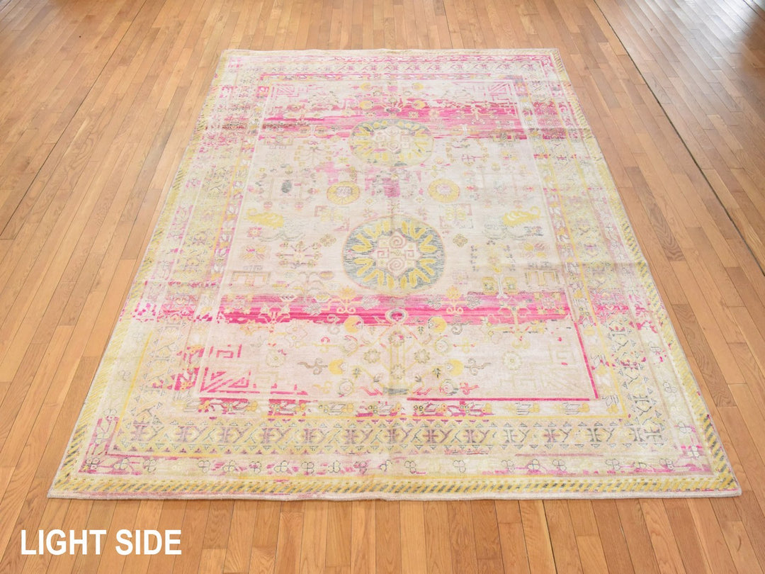 8'0" x 10'5" New Hand Knotted Pink Silk Rectangle Oriental Rug - MOA10278581