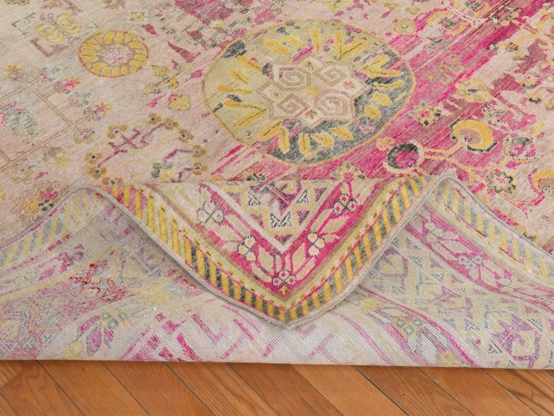 8'0" x 10'5" New Hand Knotted Pink Silk Rectangle Oriental Rug - MOA10278581