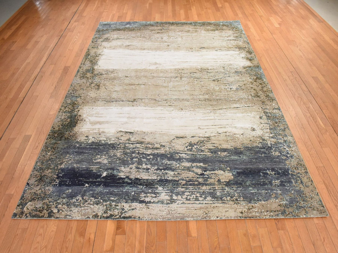 8'10" x 12'1" New Hand Knotted Brown Silk Rectangle Oriental Rug - MOA10278583