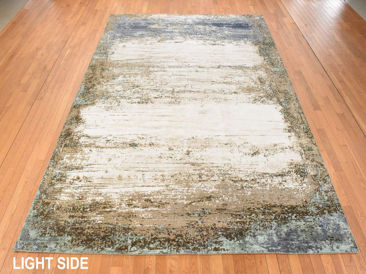 8'10" x 12'1" New Hand Knotted Brown Silk Rectangle Oriental Rug - MOA10278583