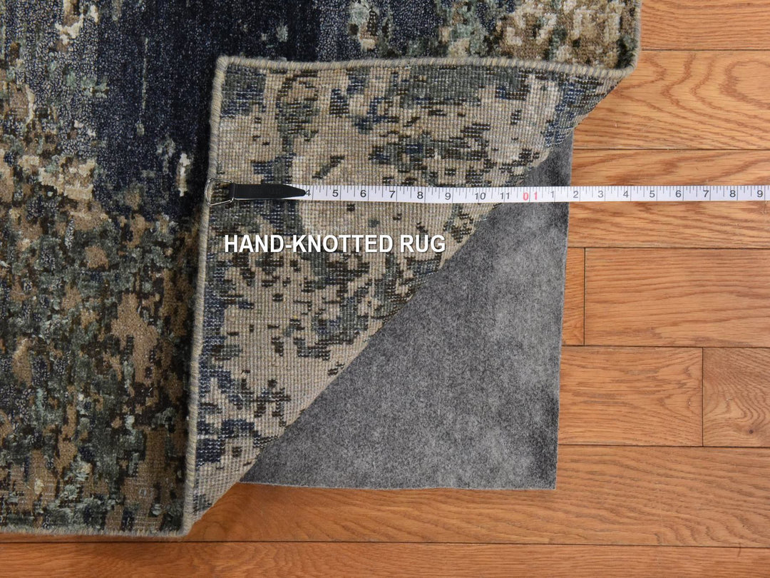 8'10" x 12'1" New Hand Knotted Brown Silk Rectangle Oriental Rug - MOA10278583