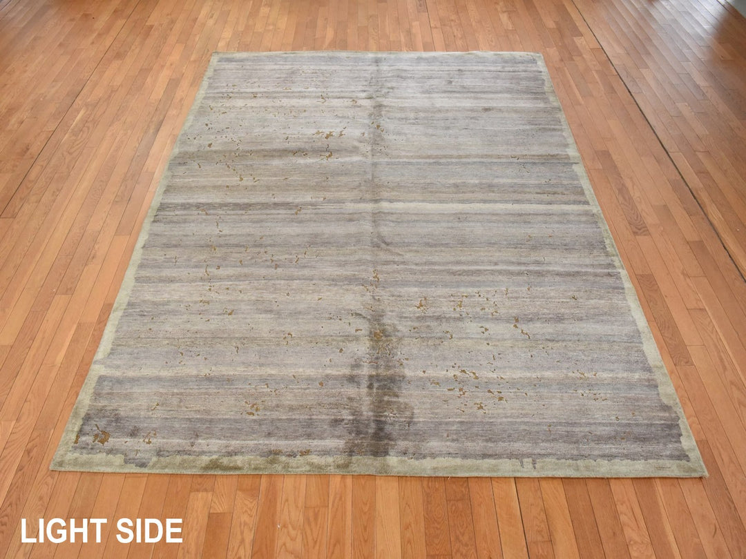 7'11" x 10'4" New Hand Knotted Grey Silk Rectangle Oriental Rug - MOA10278584