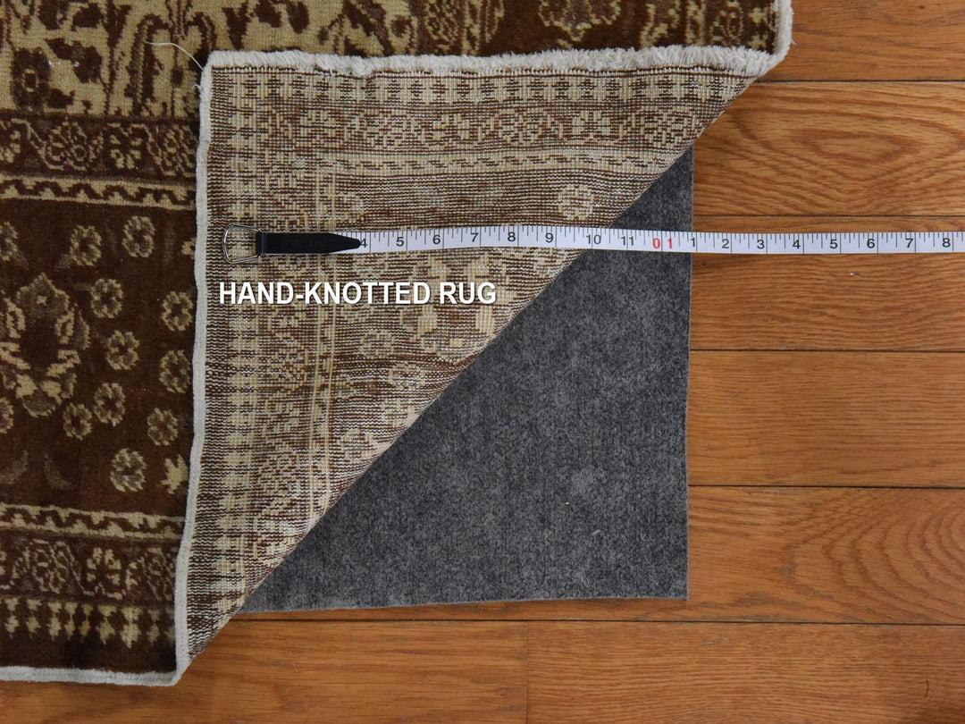 6'6" x 9'5" Vintage Hand Knotted Ivory Wool Rectangle Oriental Rug - MOA10278586