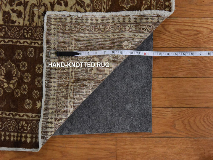 6'6" x 9'5" Vintage Hand Knotted Ivory Wool Rectangle Oriental Rug - MOA10278586