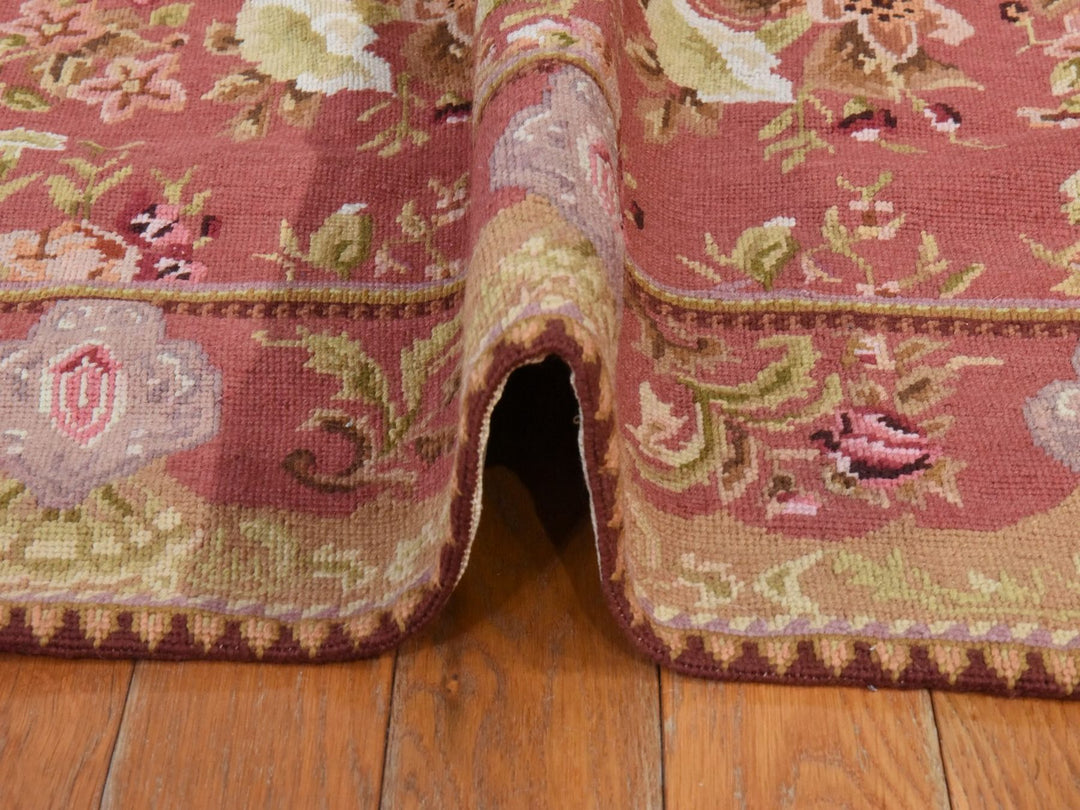 7'8" x 9'5" New Hand Stitched Pink Wool Rectangle Oriental Rug - MOA10278587