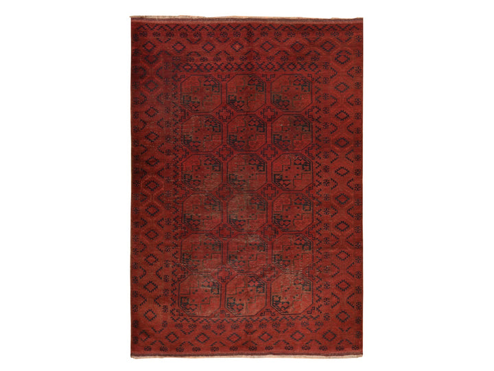 7'8" x 11'0" Vintage Hand Knotted Red Wool Rectangle Oriental Rug - MOA10278590