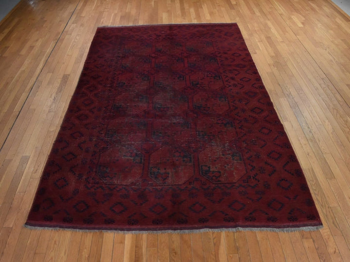 7'8" x 11'0" Vintage Hand Knotted Red Wool Rectangle Oriental Rug - MOA10278590