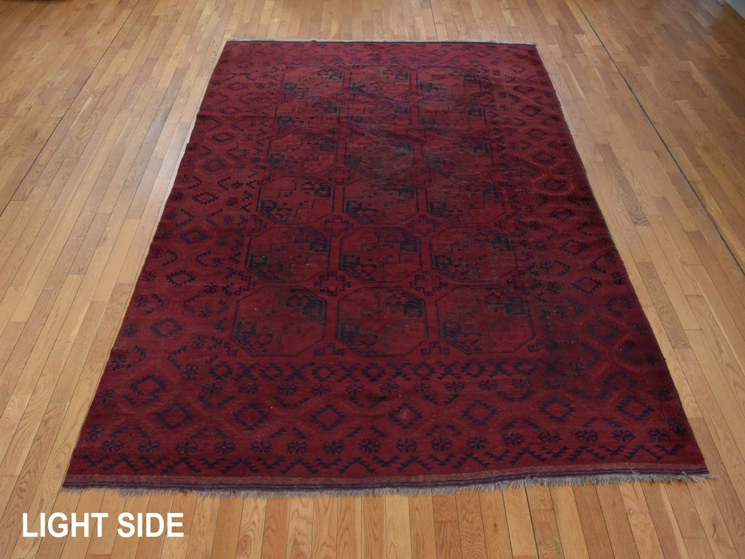 7'8" x 11'0" Vintage Hand Knotted Red Wool Rectangle Oriental Rug - MOA10278590