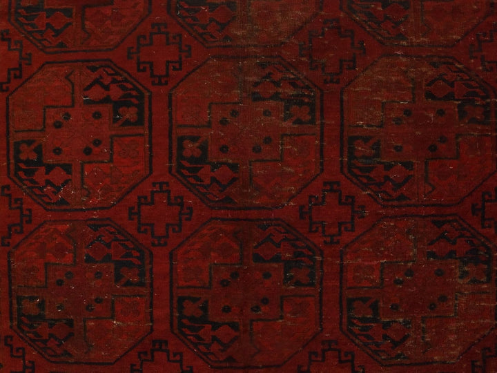 7'8" x 11'0" Vintage Hand Knotted Red Wool Rectangle Oriental Rug - MOA10278590