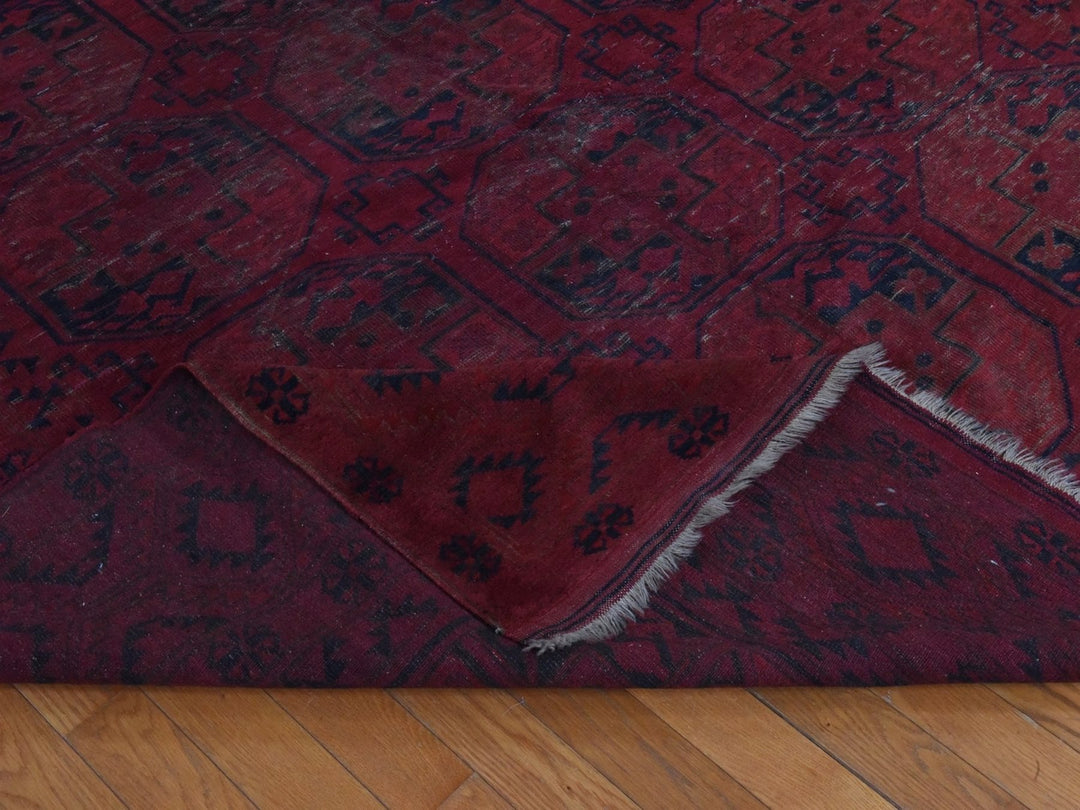 7'8" x 11'0" Vintage Hand Knotted Red Wool Rectangle Oriental Rug - MOA10278590