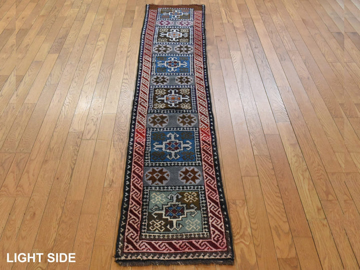 1'8" x 8'0" Vintage Hand Knotted Grey Wool Runner Oriental Rug - MOA10278591