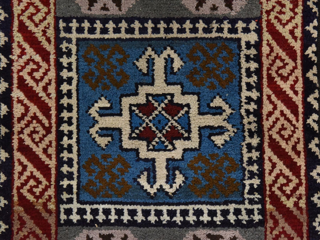 1'8" x 8'0" Vintage Hand Knotted Grey Wool Runner Oriental Rug - MOA10278591