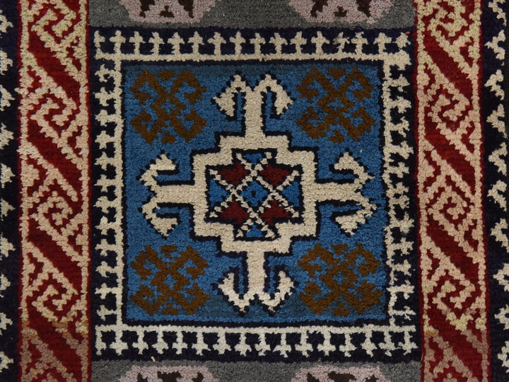 1'8" x 8'0" Vintage Hand Knotted Grey Wool Runner Oriental Rug - MOA10278591
