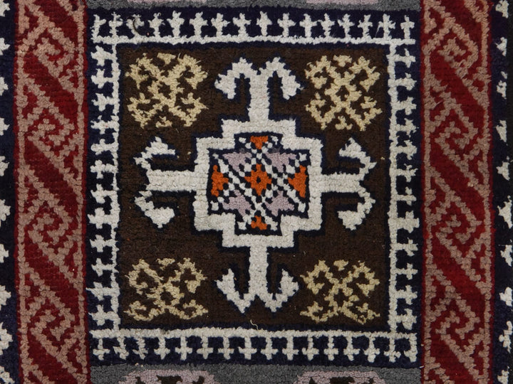 1'8" x 8'0" Vintage Hand Knotted Grey Wool Runner Oriental Rug - MOA10278591