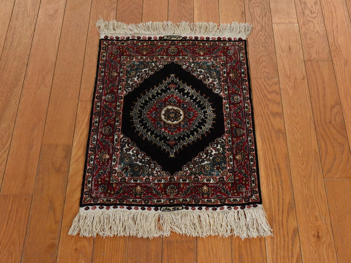 1'6" x 2'0" New Hand Knotted Brown Silk Rectangle Oriental Rug - MOA10278592