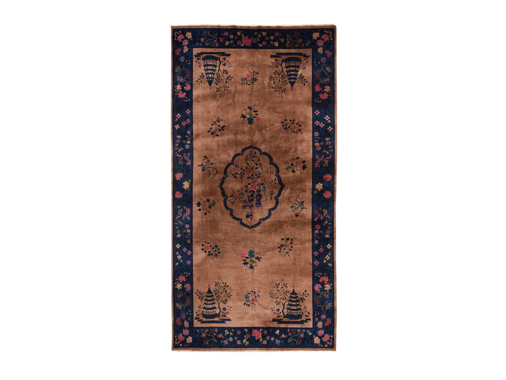 8'9" x 17'3" Vintage Hand Knotted Brown Wool Rectangle Oriental Rug - MOA10278594