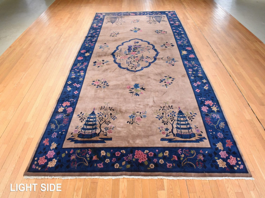 8'9" x 17'3" Vintage Hand Knotted Brown Wool Rectangle Oriental Rug - MOA10278594