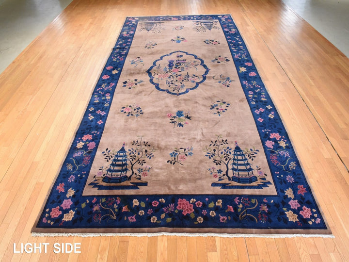 8'9" x 17'3" Vintage Hand Knotted Brown Wool Rectangle Oriental Rug - MOA10278594