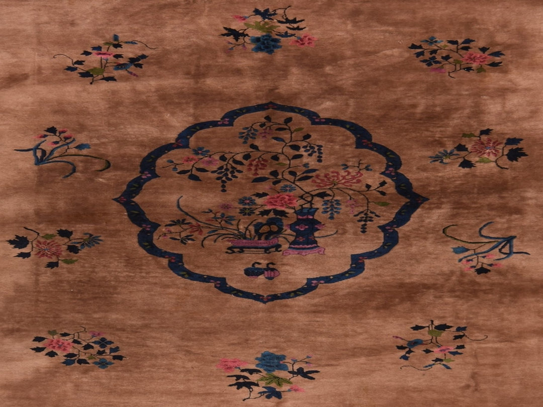 8'9" x 17'3" Vintage Hand Knotted Brown Wool Rectangle Oriental Rug - MOA10278594
