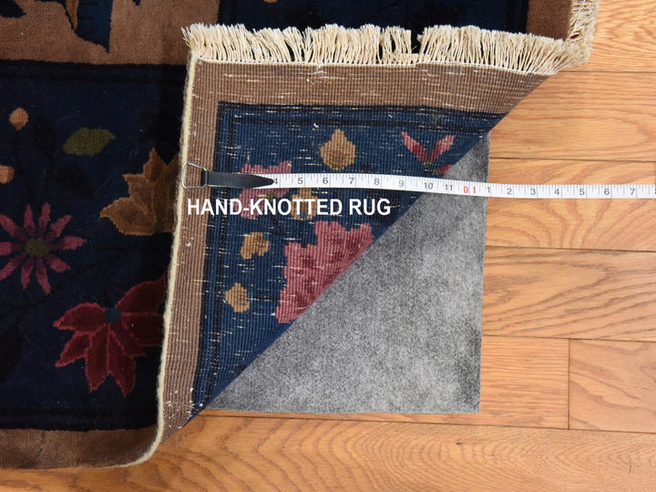 8'9" x 17'3" Vintage Hand Knotted Brown Wool Rectangle Oriental Rug - MOA10278594