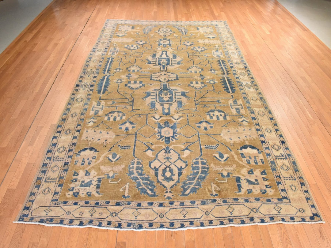 9'1" x 14'0" New Hand Knotted Green Wool Rectangle Oriental Rug - MOA10278595
