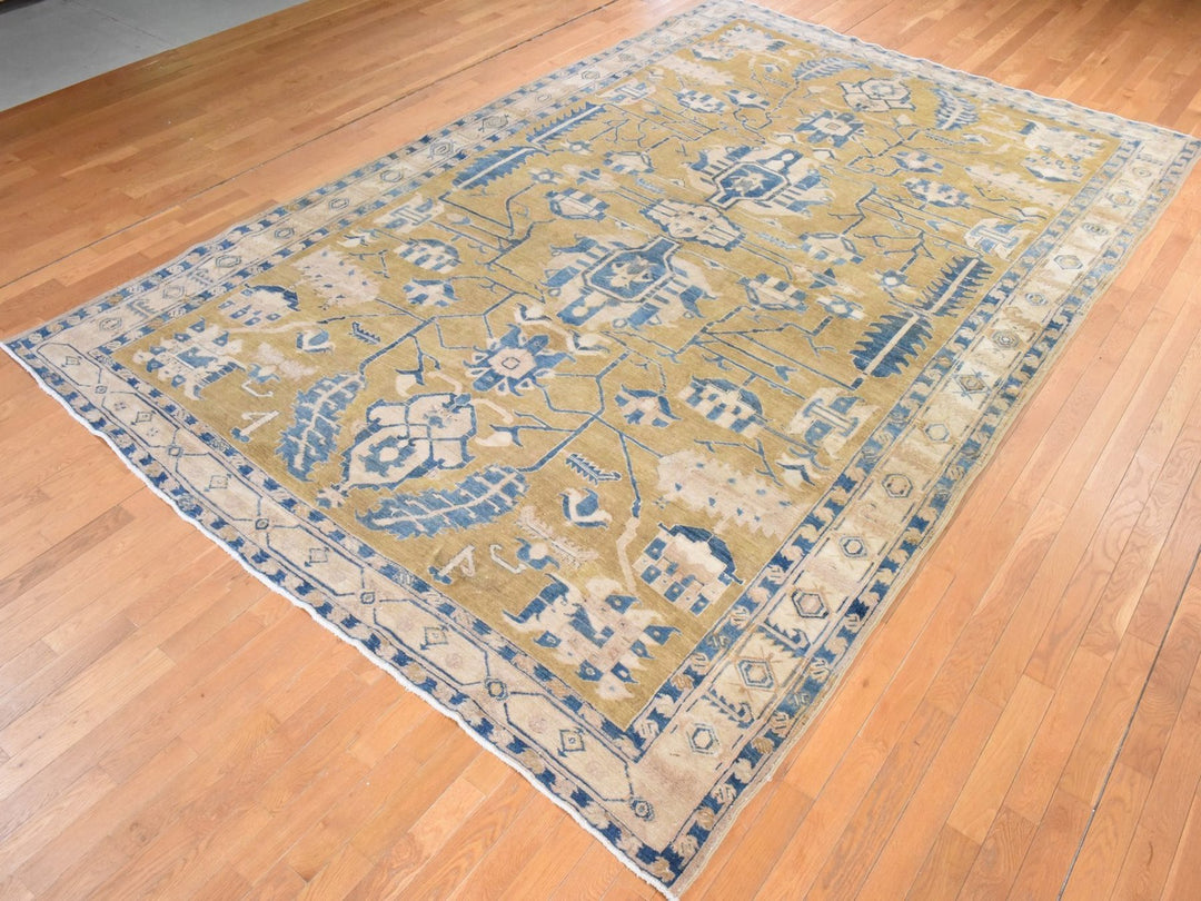 9'1" x 14'0" New Hand Knotted Green Wool Rectangle Oriental Rug - MOA10278595