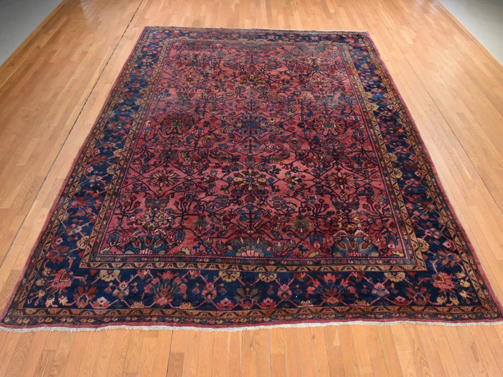 10'6" x 13'0" Vintage Hand Knotted Red Wool Rectangle Oriental Rug - MOA10278597
