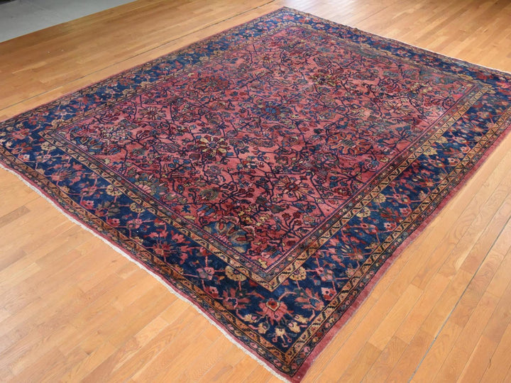 10'6" x 13'0" Vintage Hand Knotted Red Wool Rectangle Oriental Rug - MOA10278597