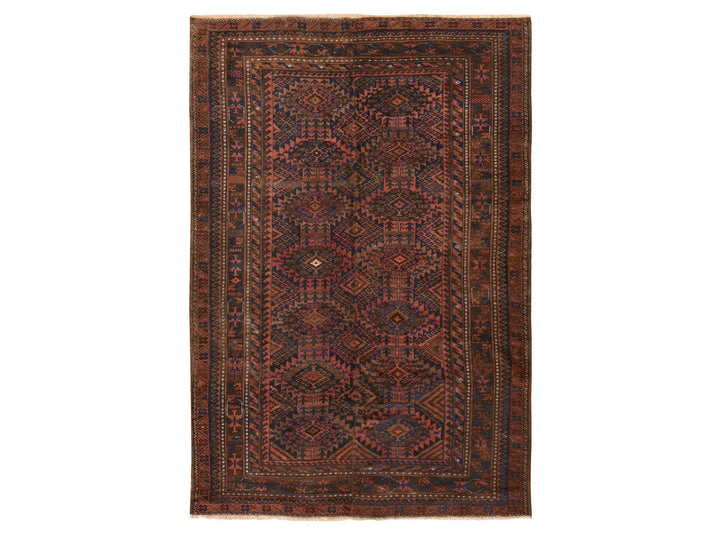 6'4" x 9'0" Vintage Hand Knotted Red Wool Rectangle Oriental Rug - MOA10278599