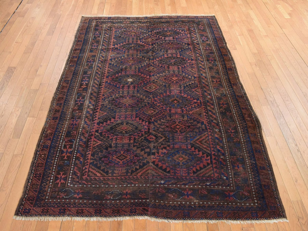 6'4" x 9'0" Vintage Hand Knotted Red Wool Rectangle Oriental Rug - MOA10278599