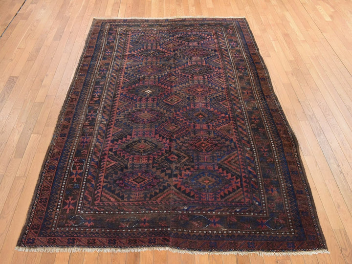 6'4" x 9'0" Vintage Hand Knotted Red Wool Rectangle Oriental Rug - MOA10278599