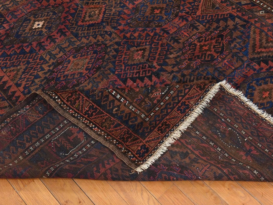 6'4" x 9'0" Vintage Hand Knotted Red Wool Rectangle Oriental Rug - MOA10278599