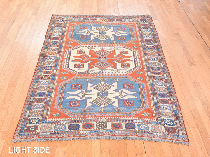 5'7" x 7'0" Vintage Hand Woven Orange Wool Rectangle Oriental Rug - MOA10278600