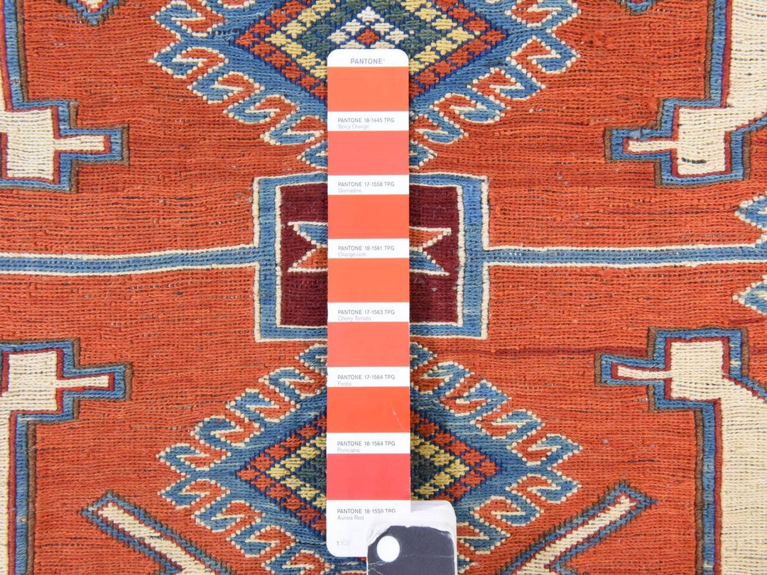 5'7" x 7'0" Vintage Hand Woven Orange Wool Rectangle Oriental Rug - MOA10278600