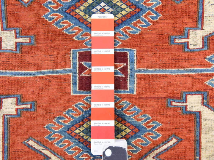 5'7" x 7'0" Vintage Hand Woven Orange Wool Rectangle Oriental Rug - MOA10278600