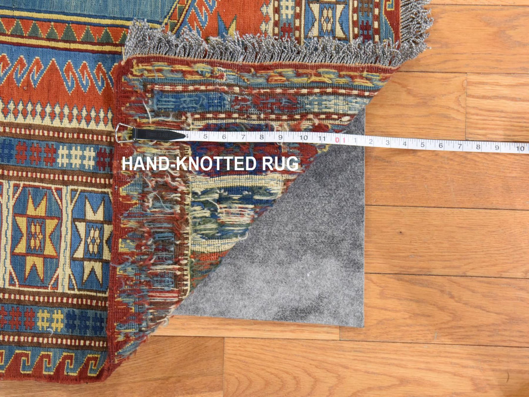 5'7" x 7'0" Vintage Hand Woven Orange Wool Rectangle Oriental Rug - MOA10278600