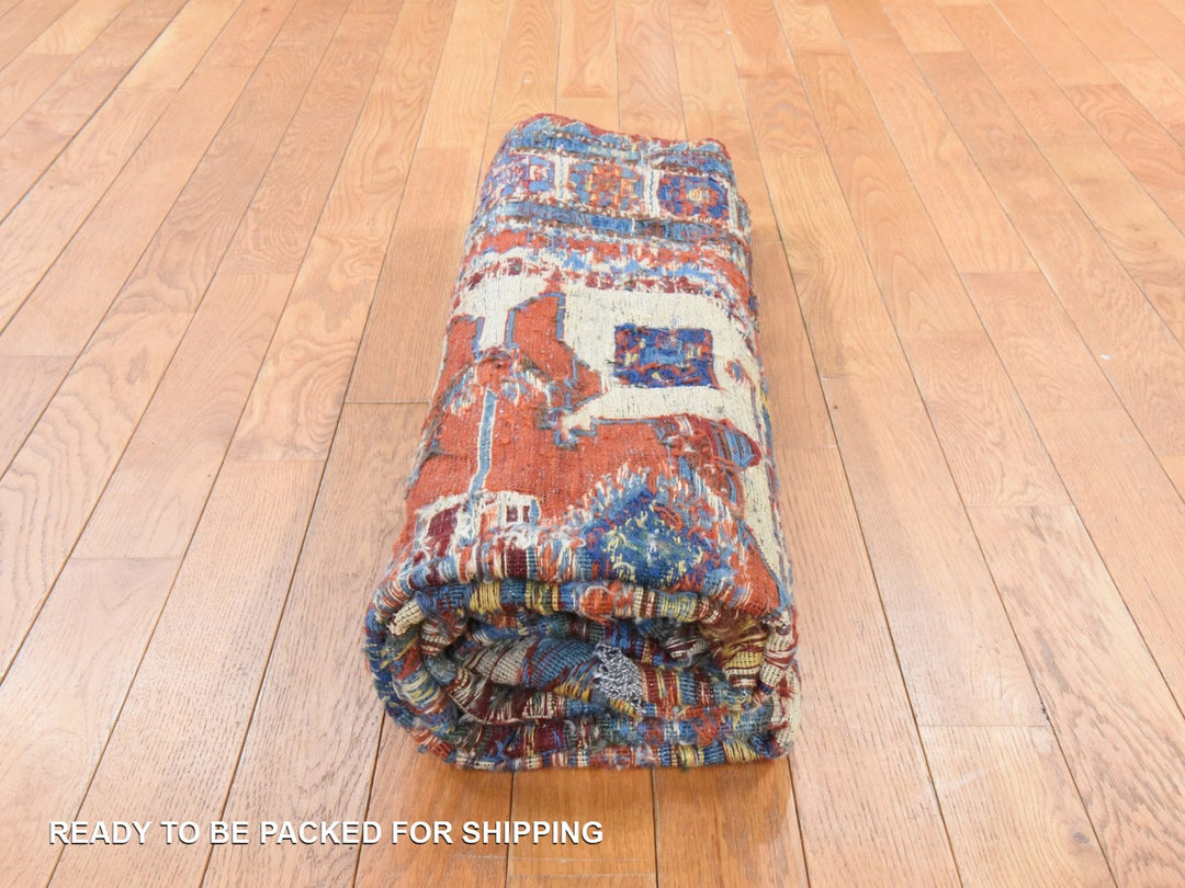 5'7" x 7'0" Vintage Hand Woven Orange Wool Rectangle Oriental Rug - MOA10278600