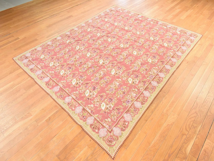 7'5" x 9'4" New Hand Stitched Pink Wool Rectangle Oriental Rug - MOA10278601