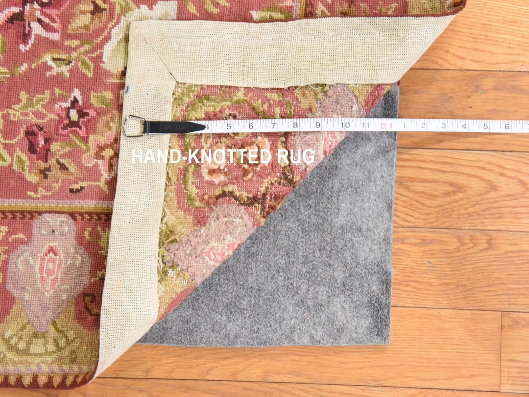 7'5" x 9'4" New Hand Stitched Pink Wool Rectangle Oriental Rug - MOA10278601